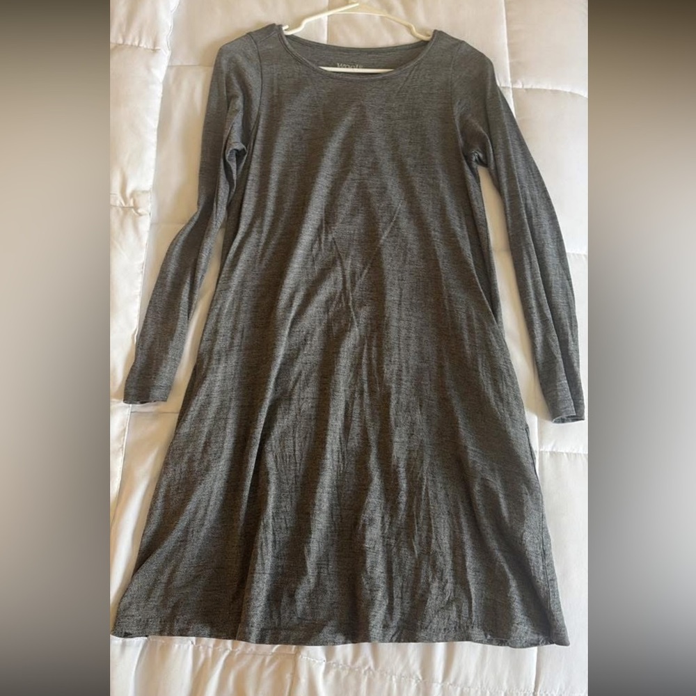 Casual Long Sleeve Grey Knit Rowena Dress